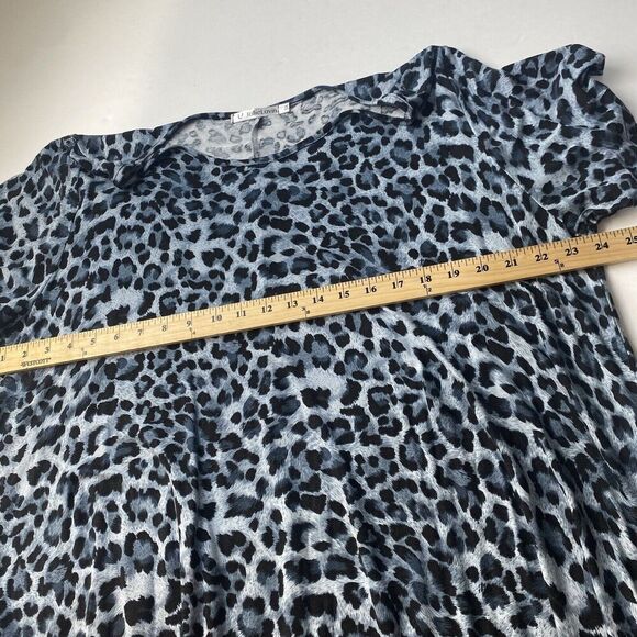 Jollie Lovin Woman's Short Sleeve Swing Dress Size 5X Leopard Print Blue Pockets - Picture 9 of 16